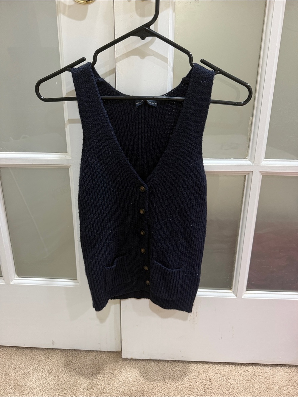 Brandy Melville Navy Button-Front Knit Vest
